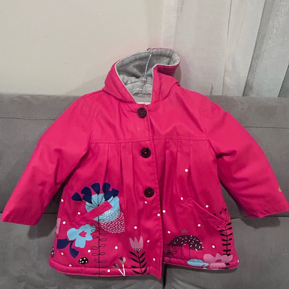 Catimini Pink Coat with Floral Accents